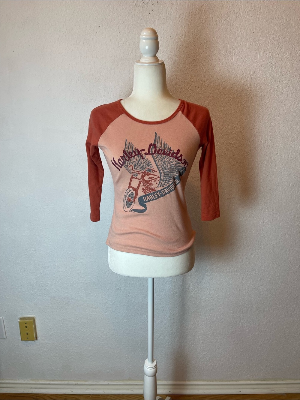 Harley-Davidson® Little Girls' 3/4
Sleeve Raglan Colorblock Toddler
Tee - Orange